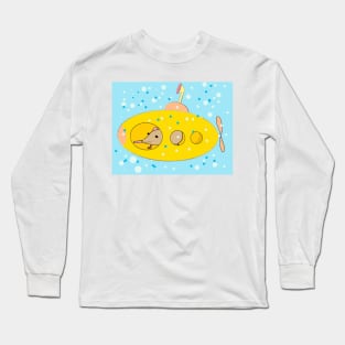 Cute shrew (mouse) in a yellow submarine. Long Sleeve T-Shirt